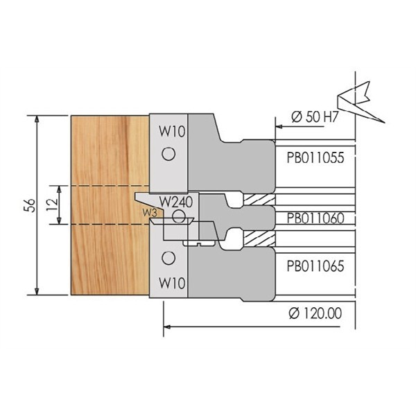 PORTE-OUTILS BOUVETAGE D'ANGLE 45° Alésage 50 mm